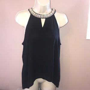 Chiffon Poly Top Black Stoned Choker Sleeveless S
